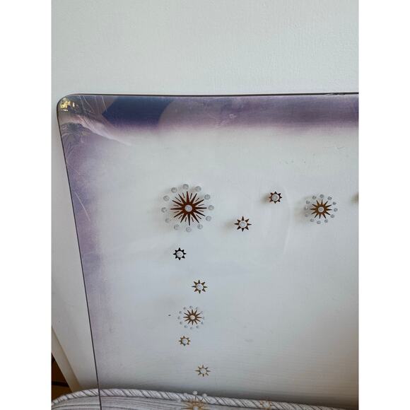 Vintage Glama Square Plate Atomic Starbursts in Metallic Gold Purple Edges - Picture 9 of 10